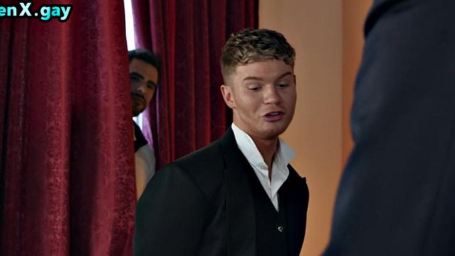 Manly soldier barebacking twink's anal hole after dinner