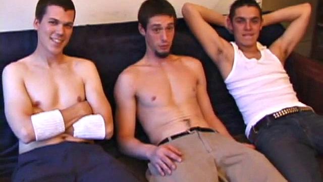 three horny men take turns sucking and playing with each other's hard cocks