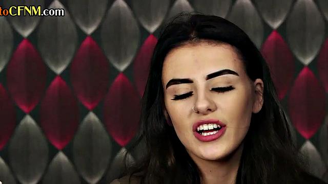 CFNM British femdoms suck and jerk cock in group