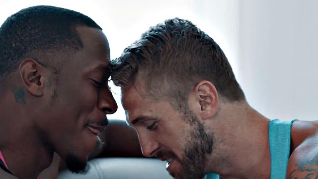 Black gay hardcore fucks white stud in wet anal hole