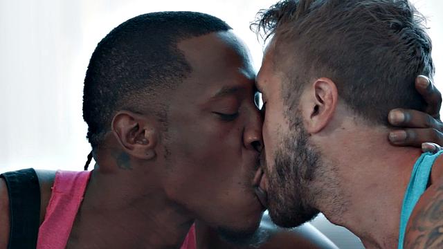 Black gay hardcore fucks white stud in wet anal hole
