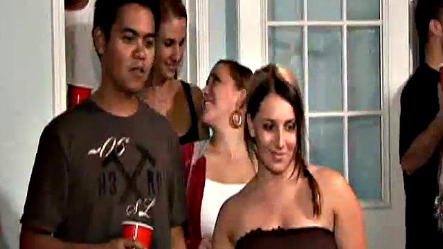 Frat party coed is fucked in missionary