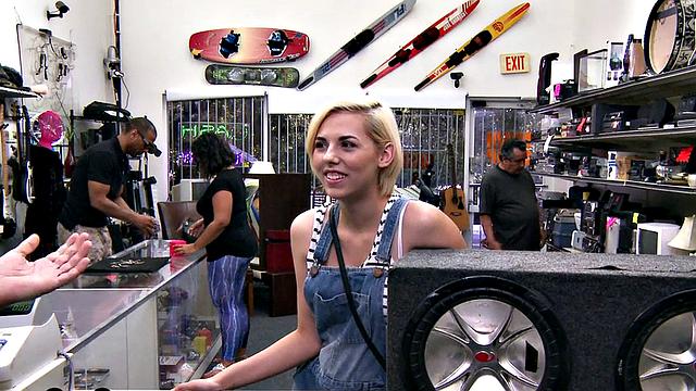 Blonde amateur shoplifter takes it doggystyle in office & gulps down hot jizz