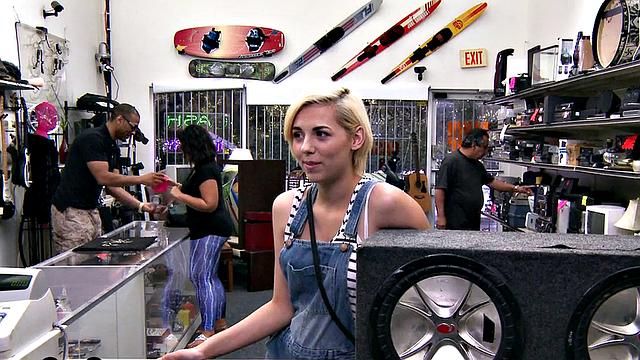 Blonde amateur shoplifter takes it doggystyle in office & gulps down hot jizz