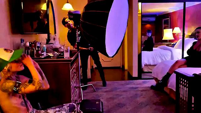 TS boy with babe in softcore kissing and cuddling BTS