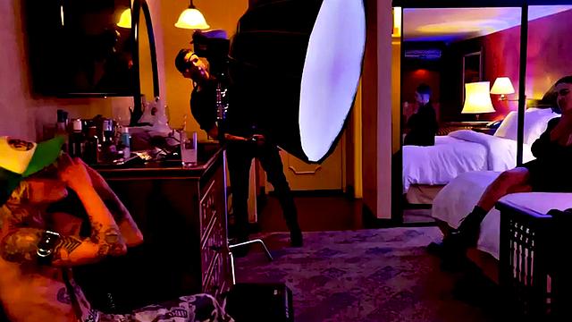 TS boy with babe in softcore kissing and cuddling BTS