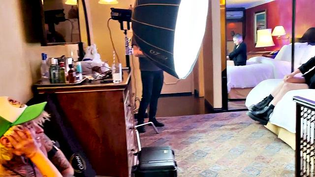 TS boy with babe in softcore kissing and cuddling BTS