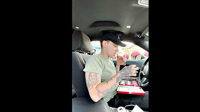 TS boy with babe in softcore kissing and cuddling BTS