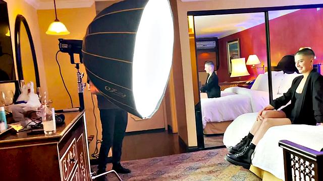 TS boy with babe in softcore kissing and cuddling BTS