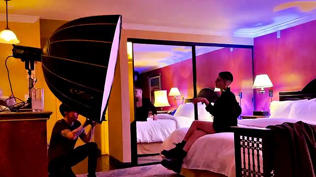 TS boy with babe in softcore kissing and cuddling BTS