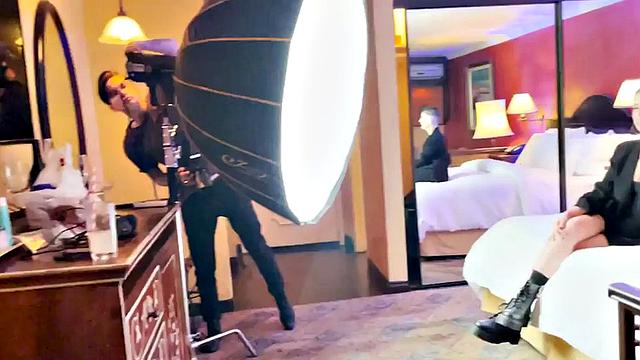 TS boy with babe in softcore kissing and cuddling BTS