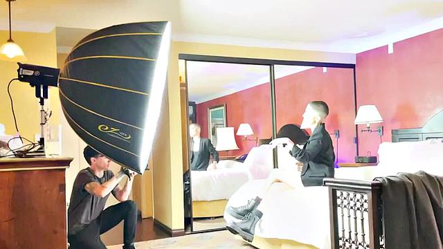 TS boy with babe in softcore kissing and cuddling BTS