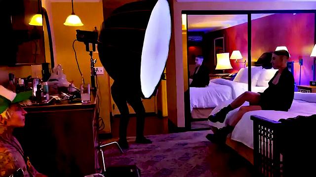 TS boy with babe in softcore kissing and cuddling BTS