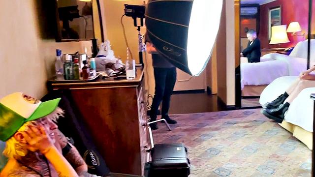 TS boy with babe in softcore kissing and cuddling BTS