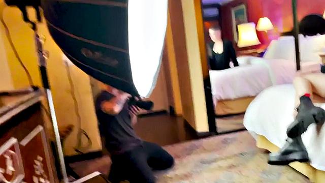 TS boy with babe in softcore kissing and cuddling BTS