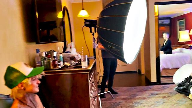 TS boy with babe in softcore kissing and cuddling BTS