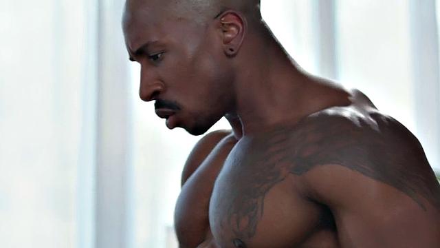 Inked ebony bbc penetrates black bf in bareback couple