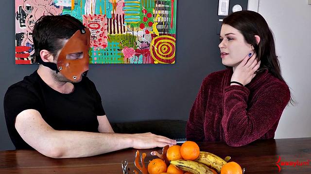 Fetish babe chatting behind scenes