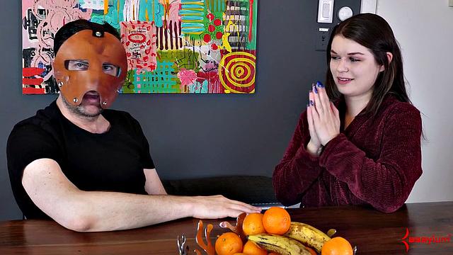 Fetish babe chatting behind scenes