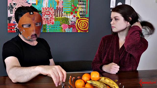 Fetish babe chatting behind scenes