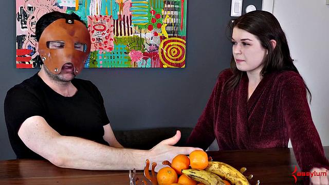 Fetish babe chatting behind scenes