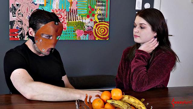 Fetish babe chatting behind scenes