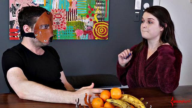 Fetish babe chatting behind scenes