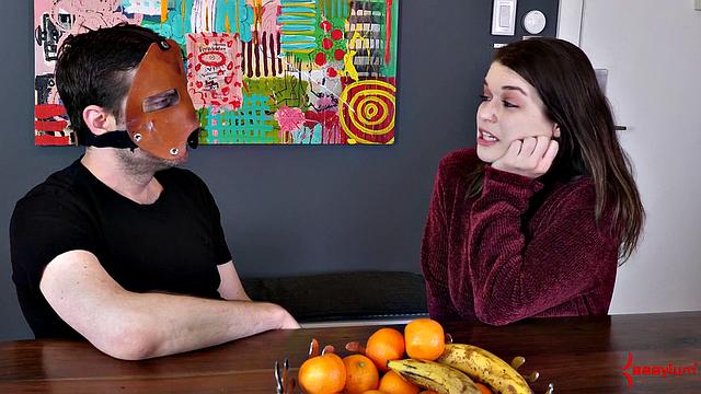 Fetish babe chatting behind scenes