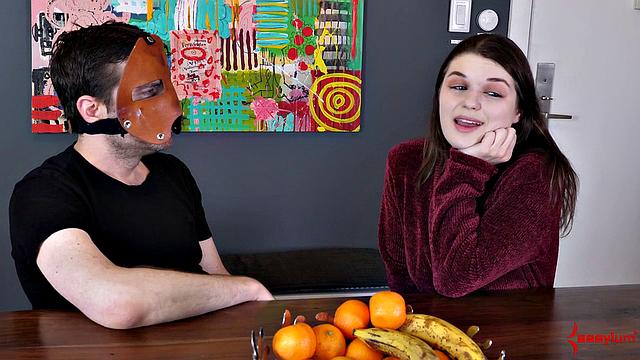 Fetish babe chatting behind scenes