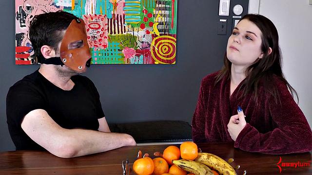 Fetish babe chatting behind scenes