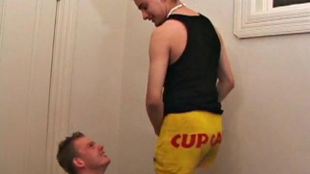 Travis Martinez and Sean Blake are boyfriends, and they invite us to watch them. Travis loves to lick Sean's nips, and Sean enjoys wearing sexy underwear. Travis takes off his jeans to reveal his boxer briefs.