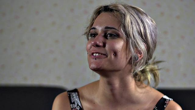 Pathetic babe used in public humiliation group sex