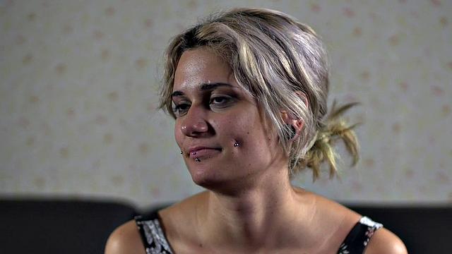 Pathetic babe used in public humiliation group sex