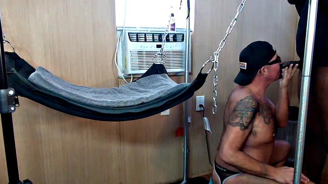 Gloryhole guy drilled by black dick in tight anal