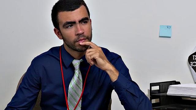 Watch as boss commands workers in wild anal sex with business suit attire