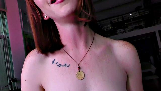 Smallboob redhead beauty grinds with ass and wanks POV dick