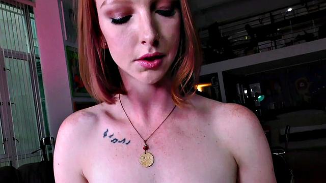 Smallboob redhead beauty grinds with ass and wanks POV dick
