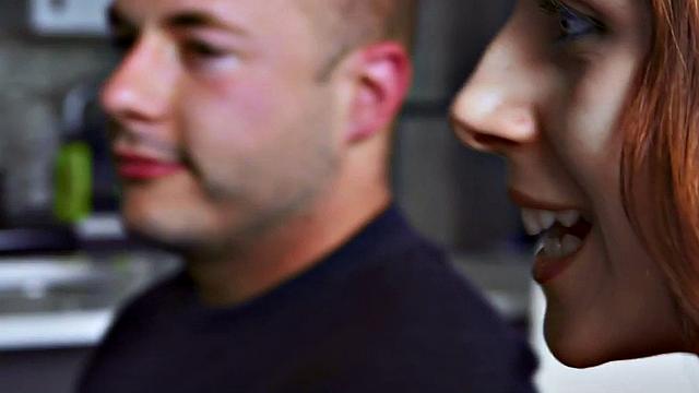 Kinky threesome with bi-curious babe & her shaved pussy