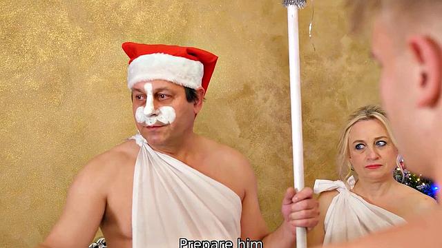 VIP4K. Man humps the mature woman among happy girls and men