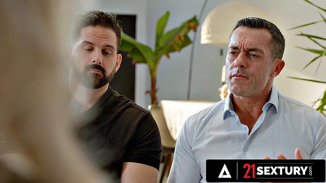 21 SEXTURY - Busty MILF Shalina Devine Takes Care Of Both Men Letting Them DP Her Both Holes