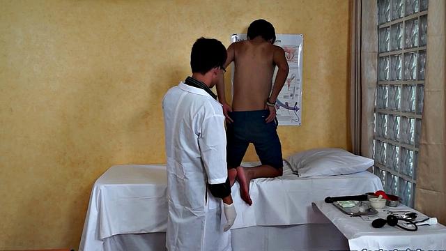 Asian anal gaping sucked by doctor while checking him