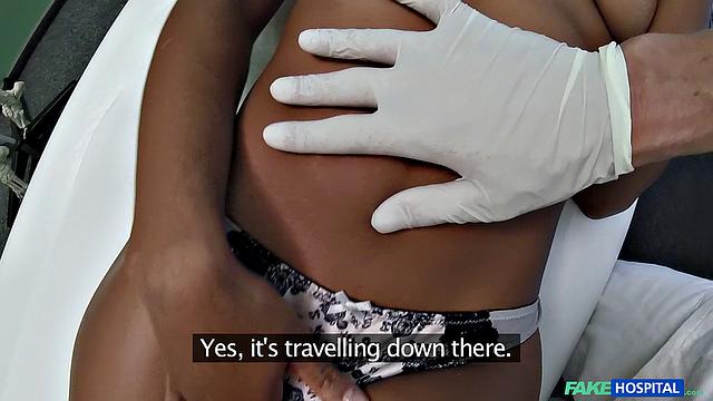 Check out this horny ebony babe getting her pussy examined in a hospital massage