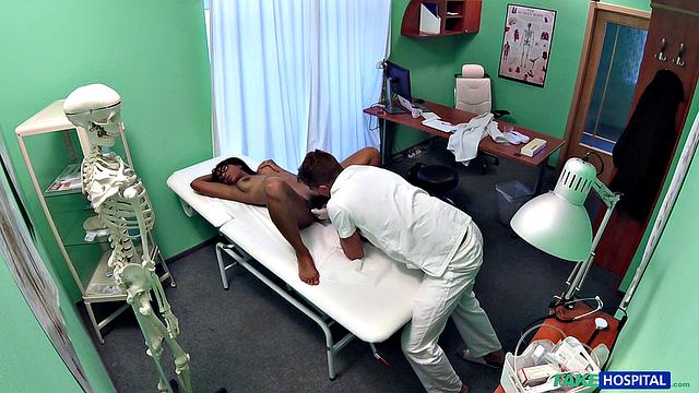 Check out this horny ebony babe getting her pussy examined in a hospital massage