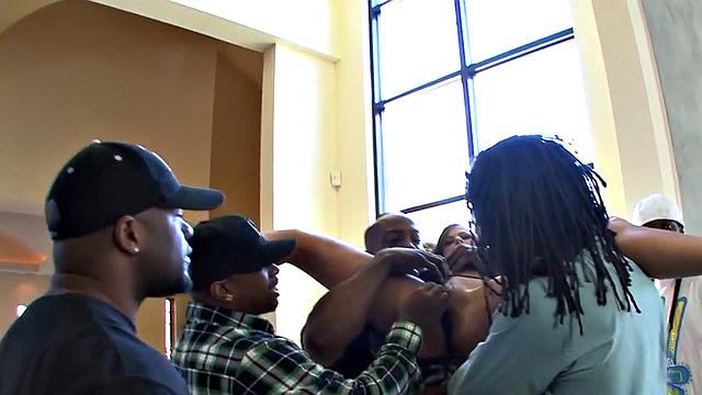 IR amateur gangbang drilled hard in mouth and pussy