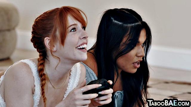 Stunning babes get pounded in 4some