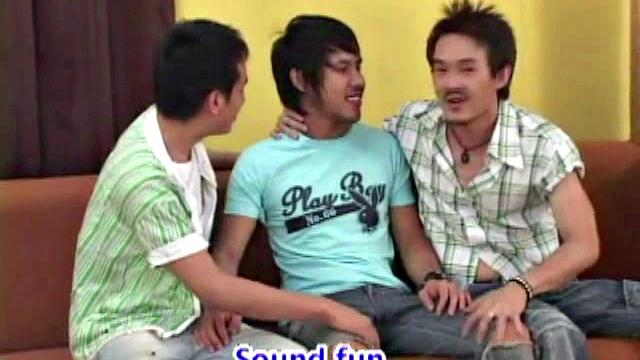 Three horny Asian boys get together for a hot threesome and in no time clothes are off, as kissing, cuddling and stroking begins. They move to the bed, and with Dew and Tee kissing, Fang focuses on sucking their cocks.
