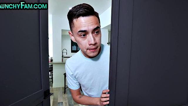 Inked stepsis with big booty got caught fingering by stepbro