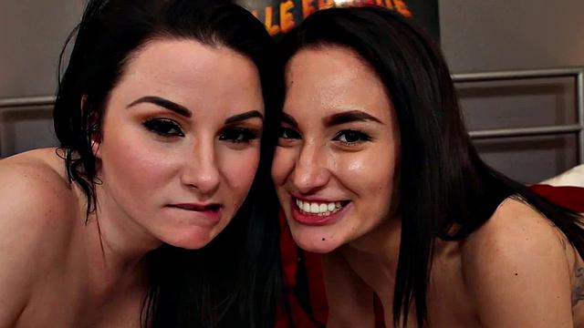 HJ POV babes jerk cock in closeup dirty 3some