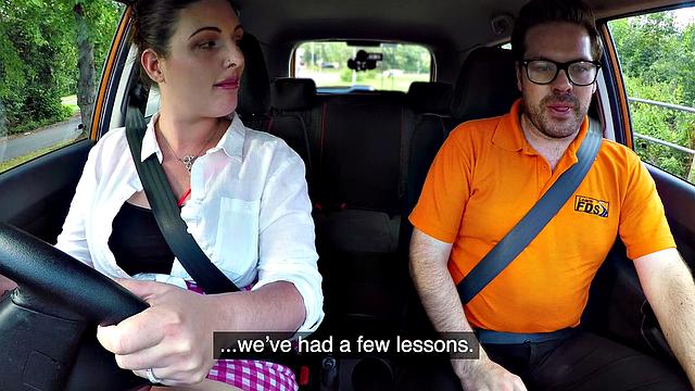 Busty curvy learner fucks to orgasm