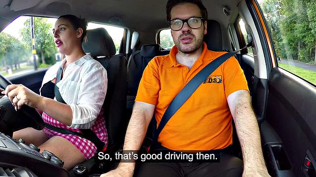 Busty curvy learner fucks to orgasm